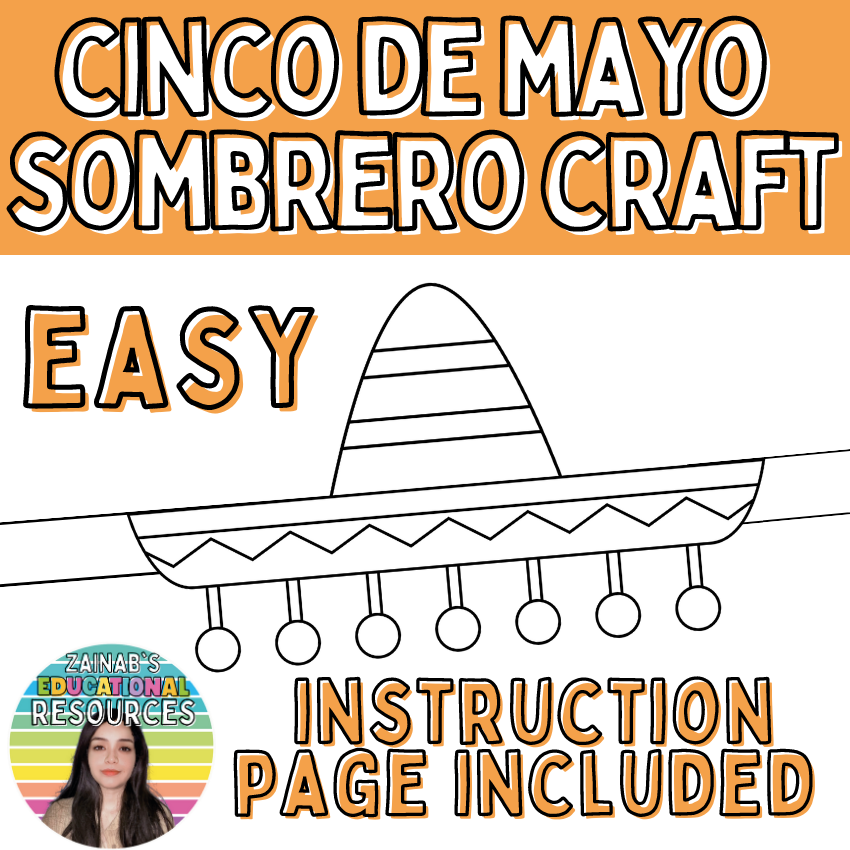 Cinco de mayo fiesta sombrero mexico festival hat diy headband paper craft made by teachers