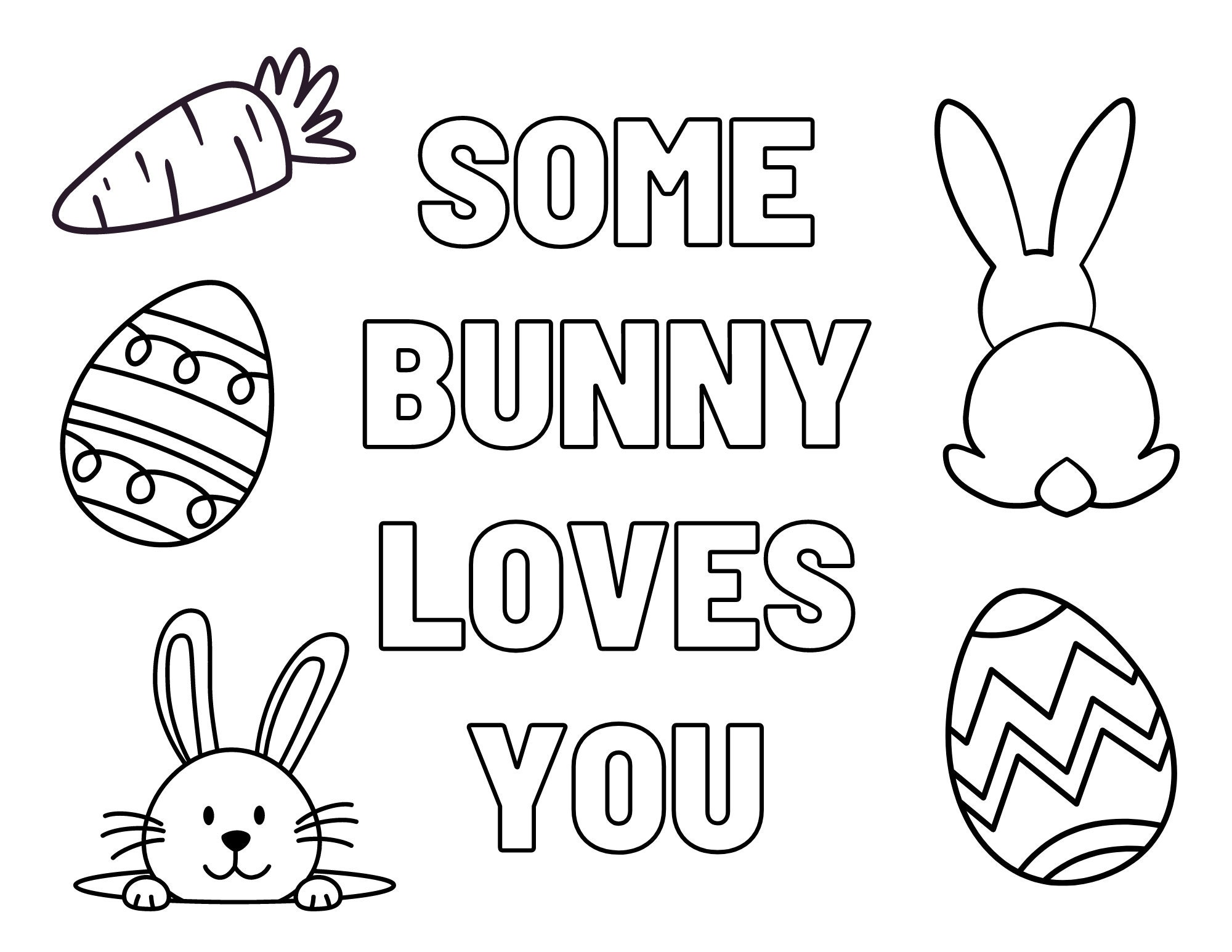 Some bunny loves you colouring sheet digital download