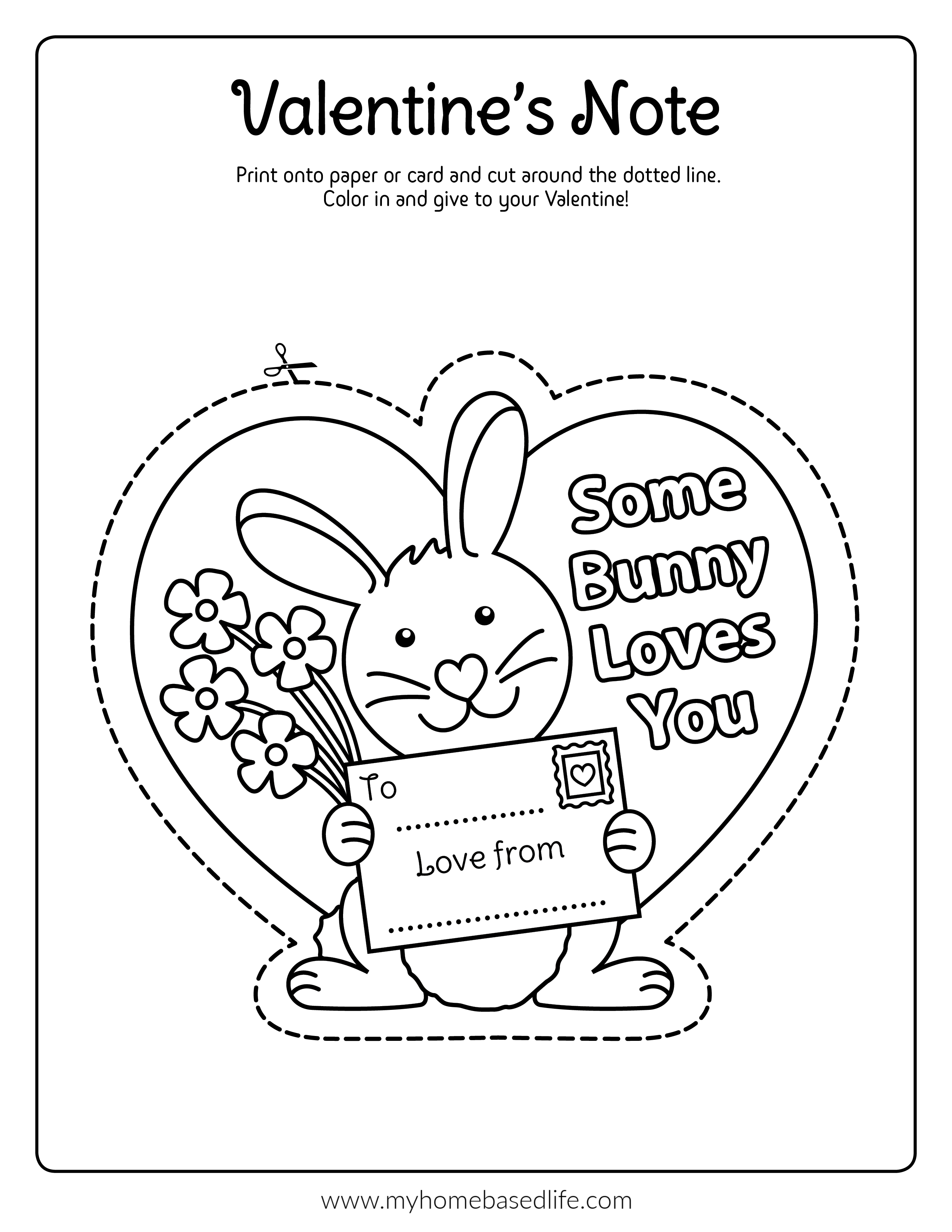 Valentine bunny card printable