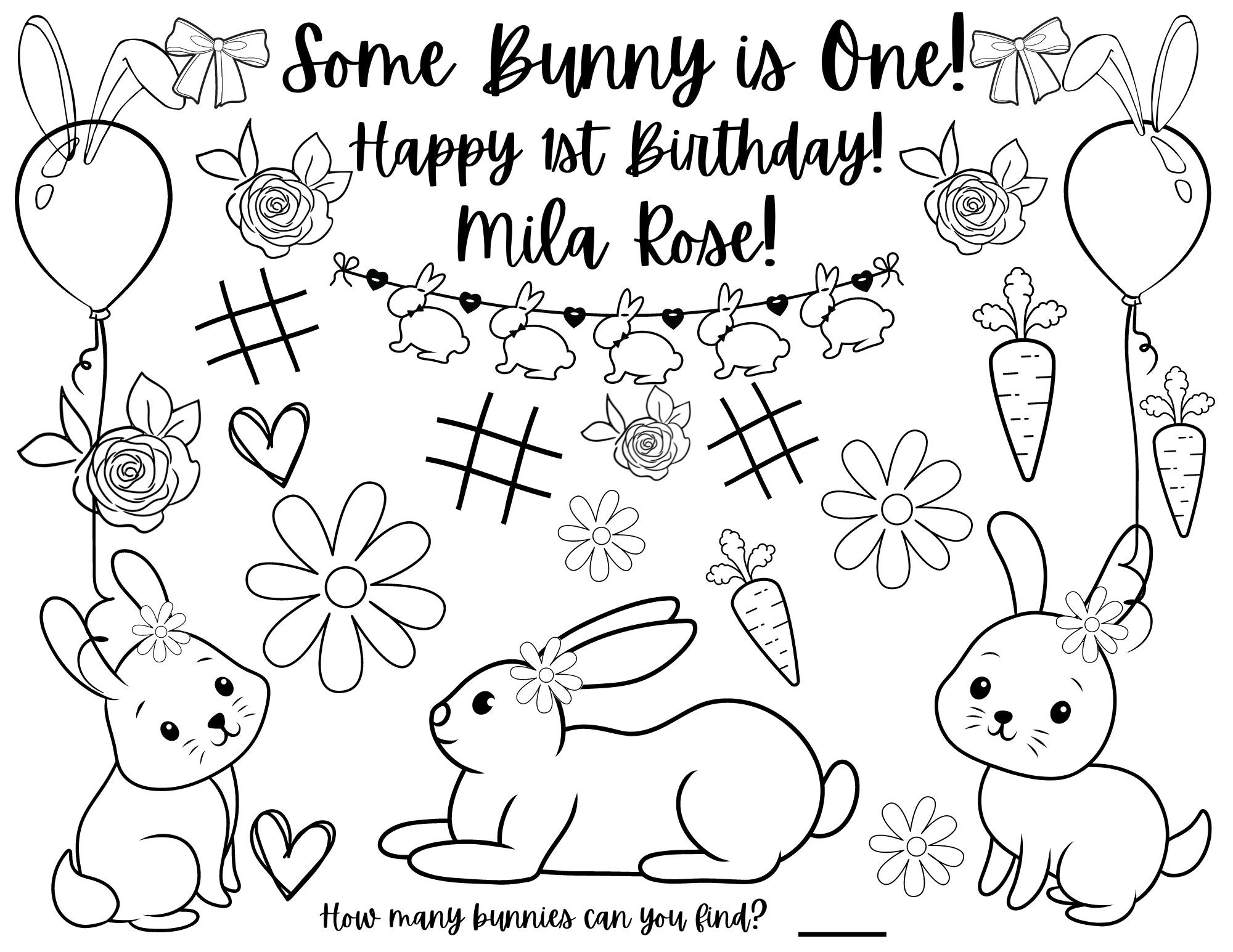 Customizable some bunny is one birthday printable coloring