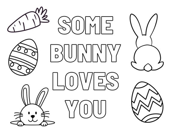 Some bunny loves you colouring sheet digital download