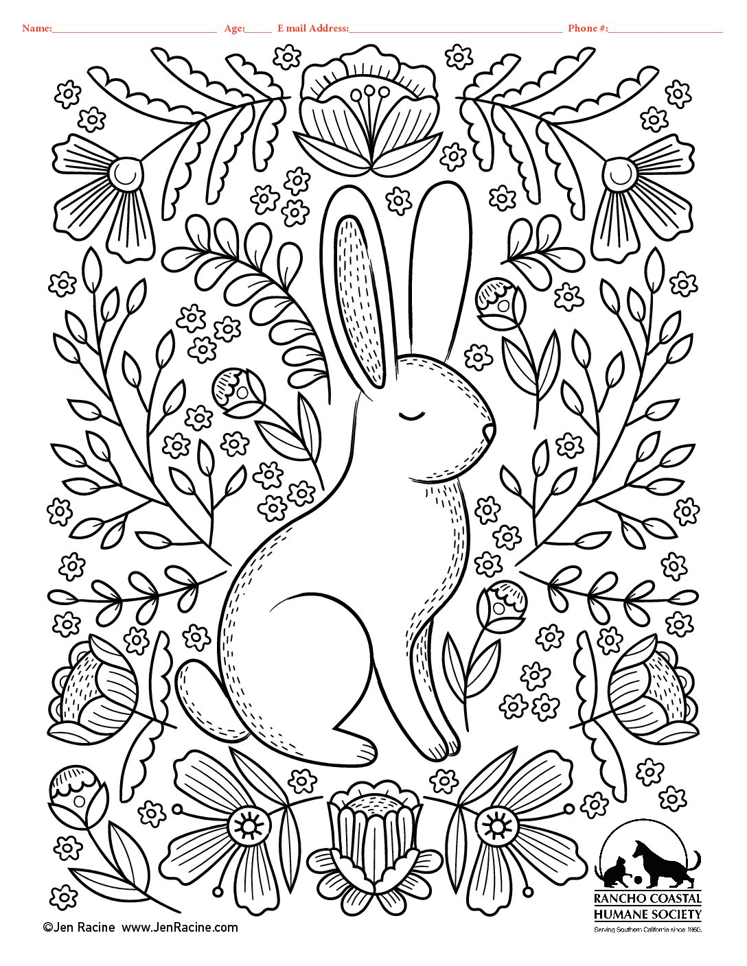 Show some bunny love with our kids coloring contest â rancho coastal humane society