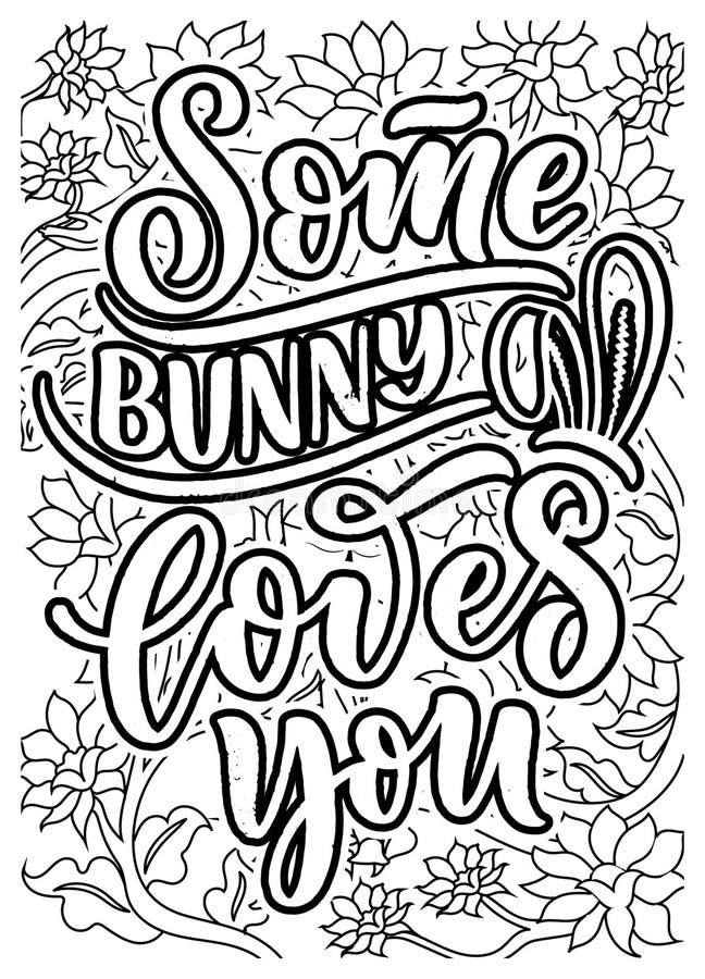 Easter quote coloring pages for adults eastercoloring page design stock illustration