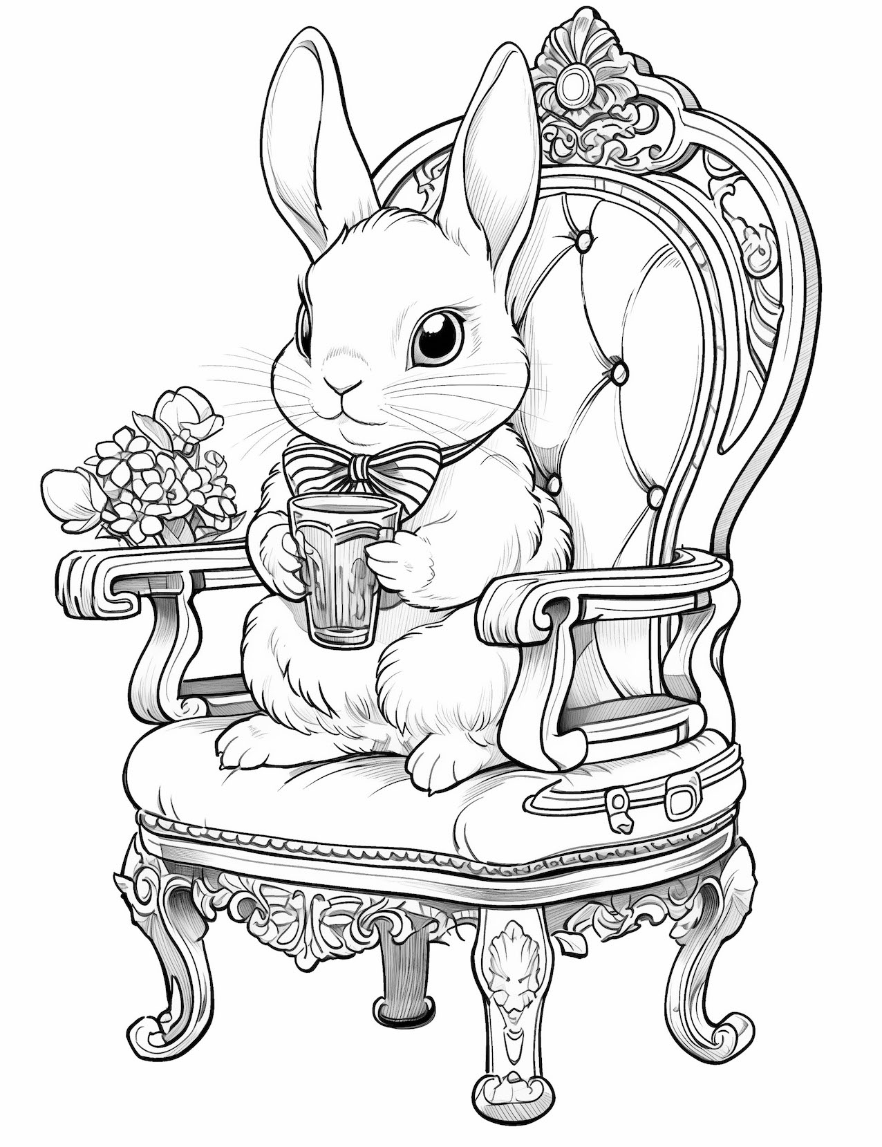 Cute bunny coloring pages for kids and adults