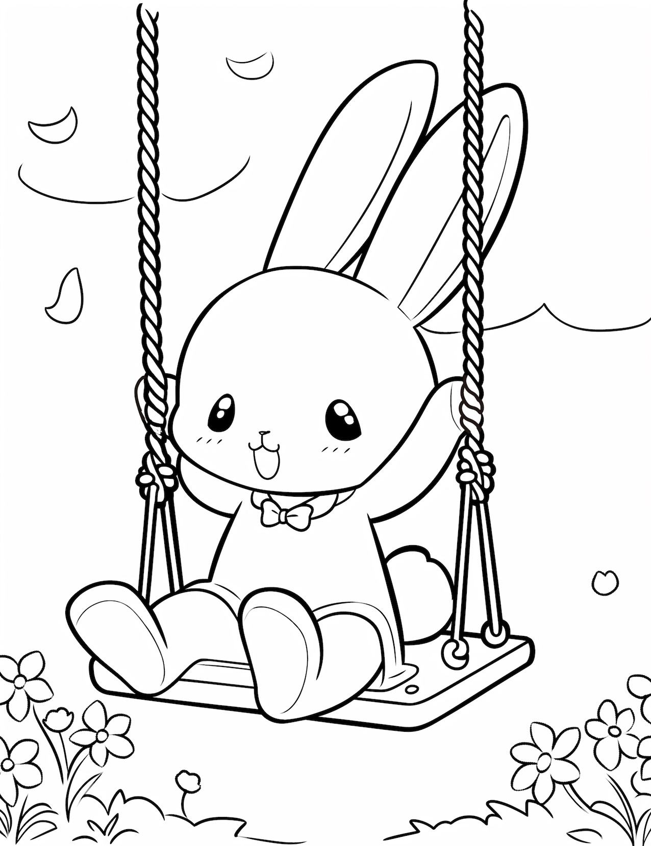 Cute bunny coloring pages for kids and adults