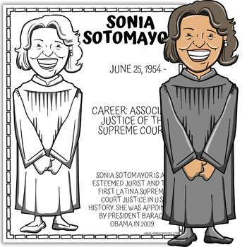 Sonia sotomayor coloring pages hispanic heritage month by homeschool of