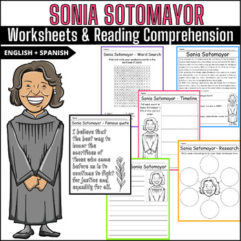 Coloring page sonia sotomayor tpt
