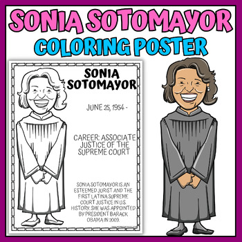 Sonia sotomayor coloring pages hispanic heritage month by homeschool of