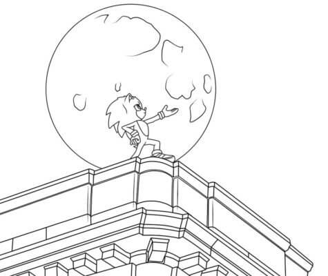 Sonic the hedgehog with moon coloring page