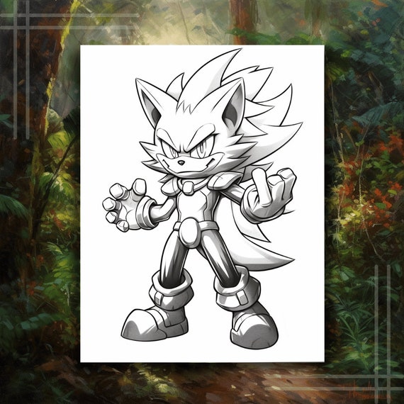 Inspired sonic shadow coloring pages for sonic hedge hog fans instant download