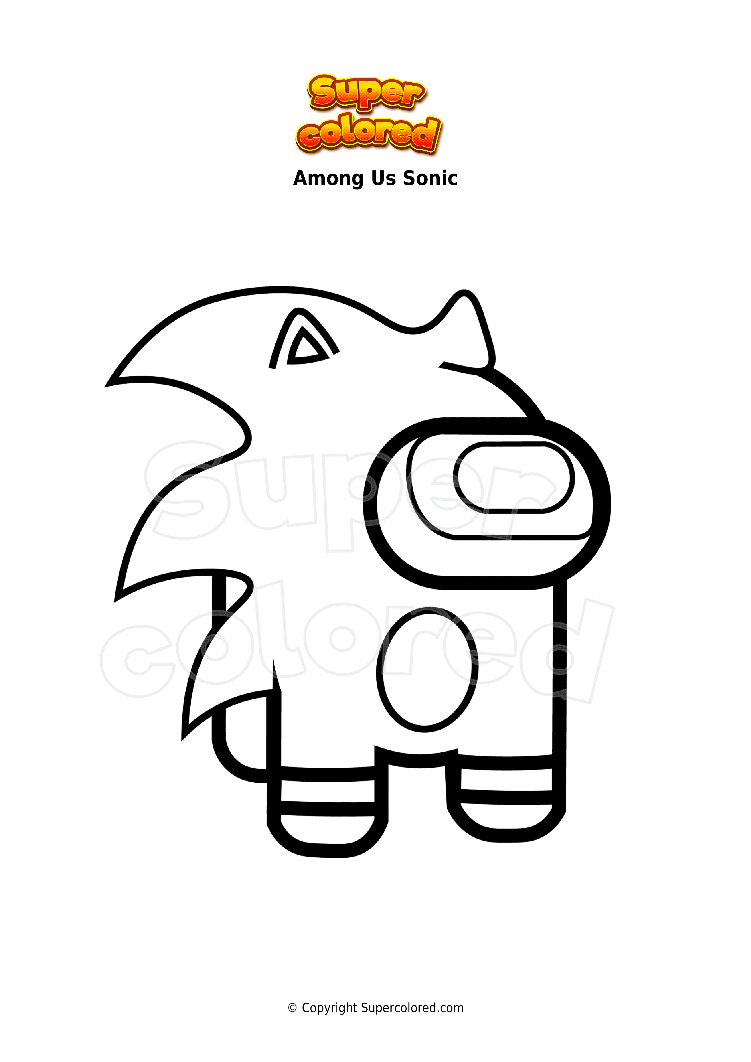 Coloring page among us sonic