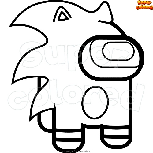 Coloring page among us sonic