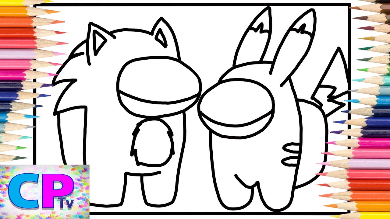 Aong us coloring pagessonic vs pikachucartoon