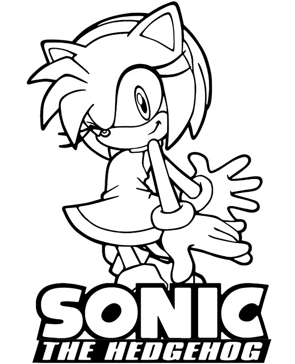 Printable coloring page with amy rose