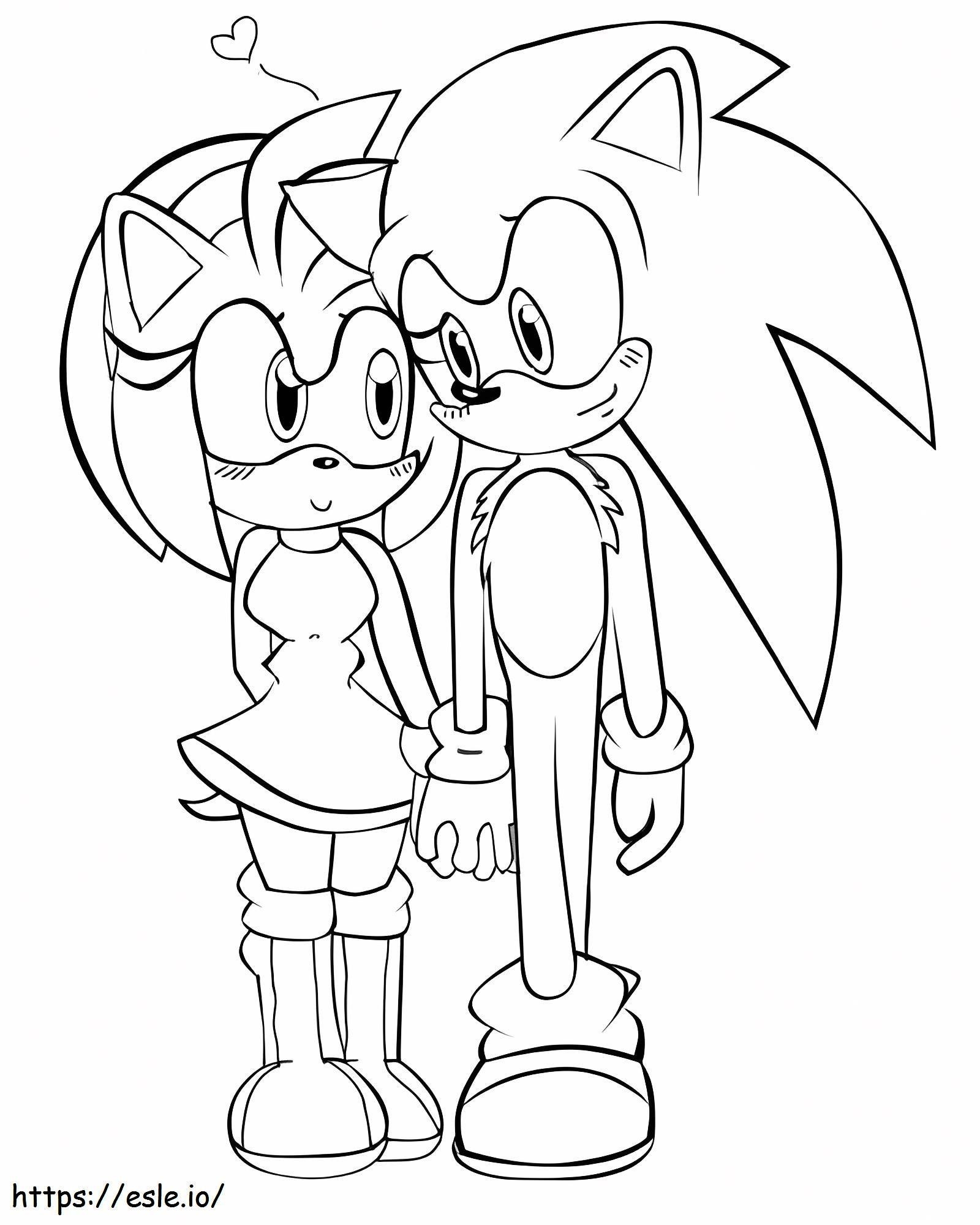 Sonic and amy rose coloring page