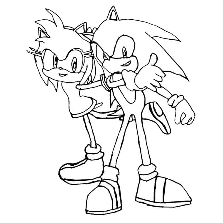 Amy rose and sonic coloring page