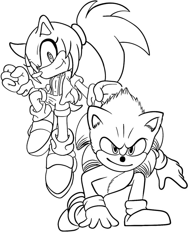 Sonic with amy coloring sheet