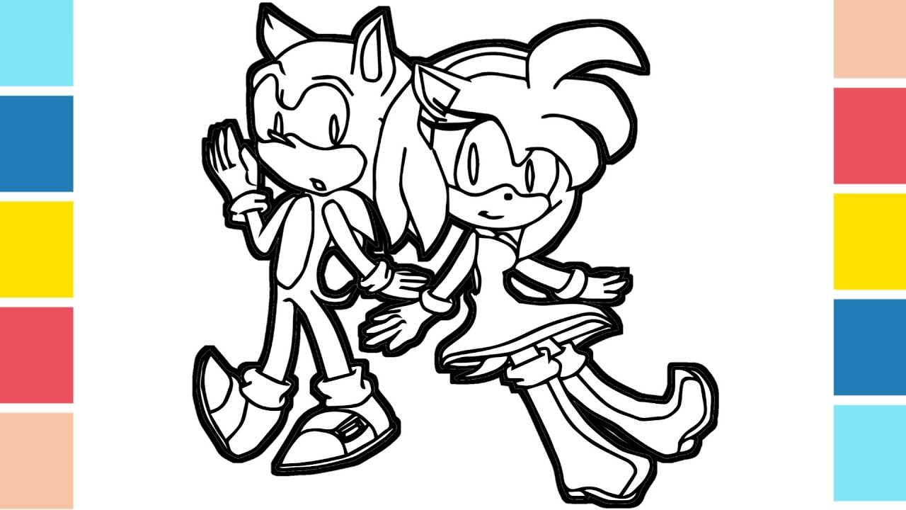 Sonic the hedgehog amy rose having fun coloring pages