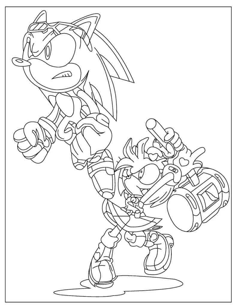 Sonic and amy rose coloring page