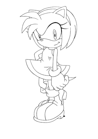 Amy rose coloring page free printable coloring pages