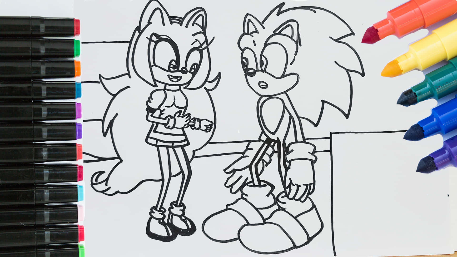 Download sonic coloring amy rose and sonic picture