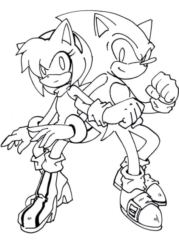 Amy rose with sonic coloring page