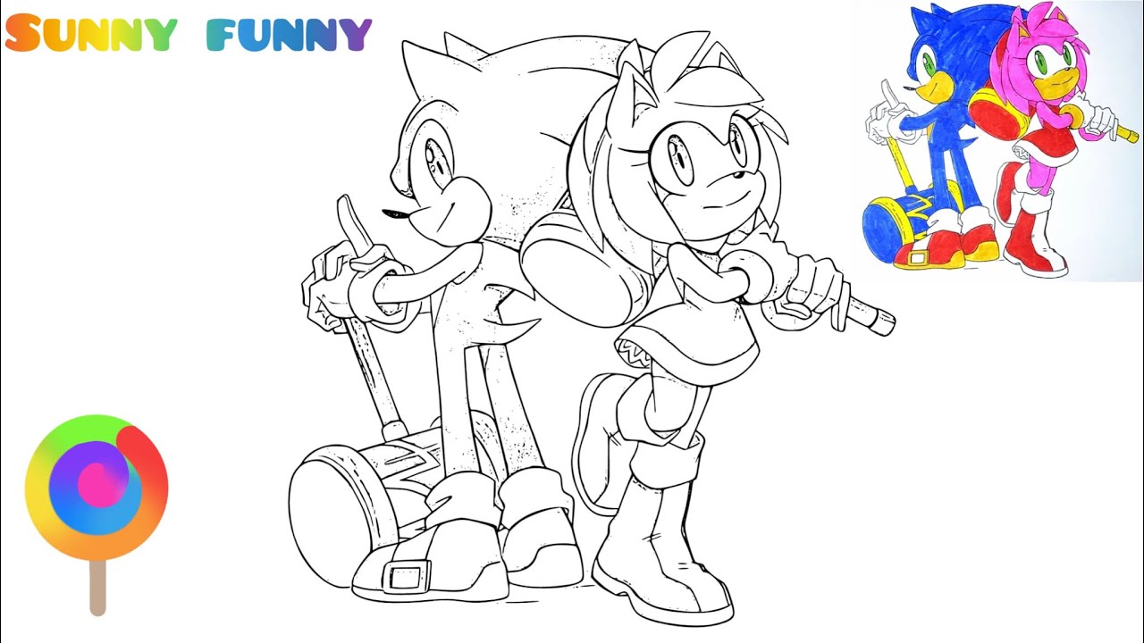 Sonic and amy rose coloring pages how to draw sonic and amy rose