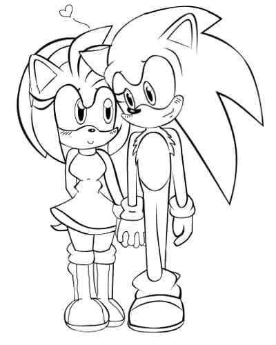 Love amy rose and sonic coloring page