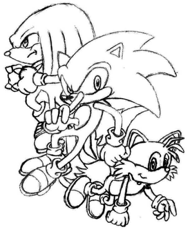 Drawing knuckles and friends coloring page