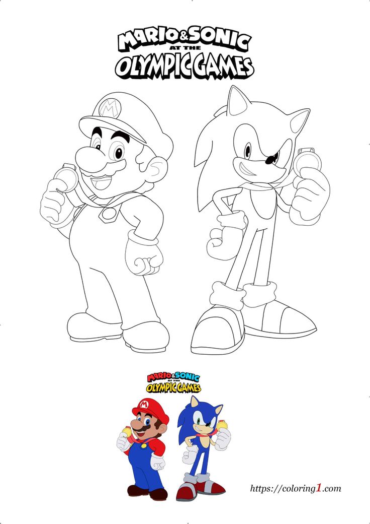 Sonic and mario coloring pages