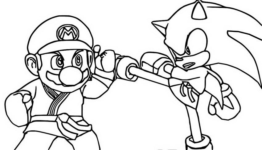 Coloring page mario and sonic at the olympic games tokyo sonic