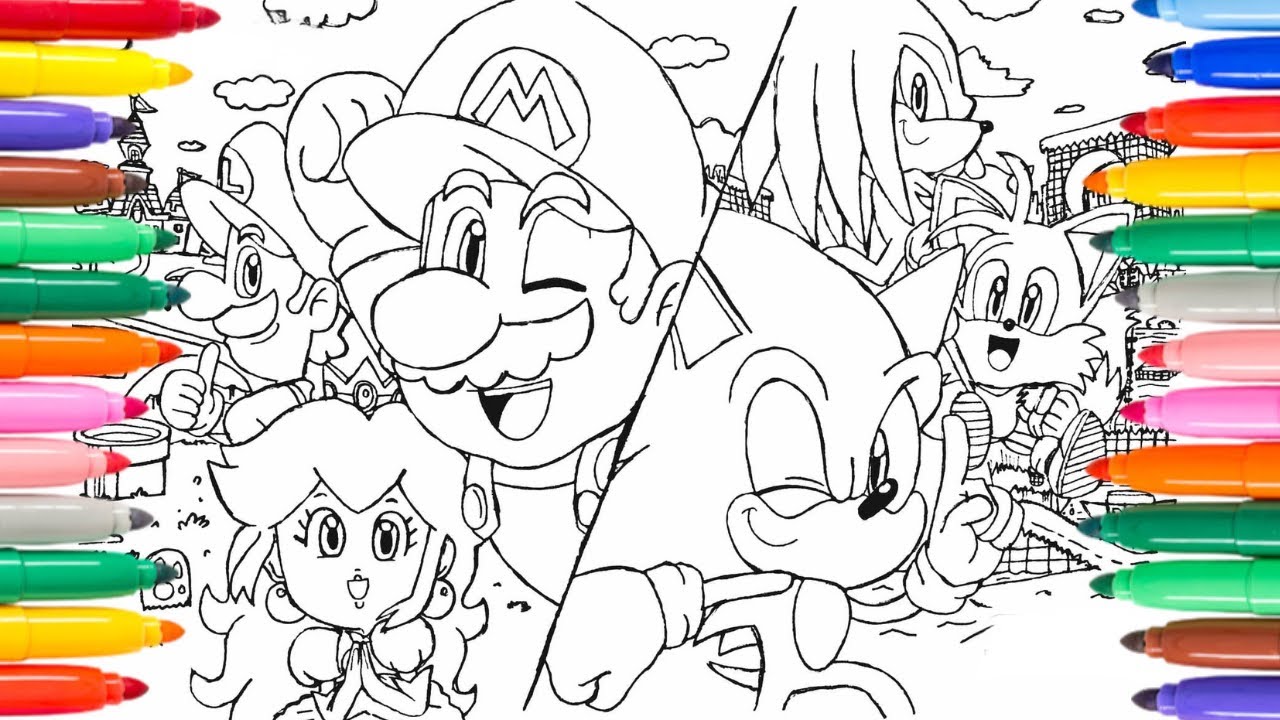 Ario vs sonic coloring pages how to draw ario and sonic