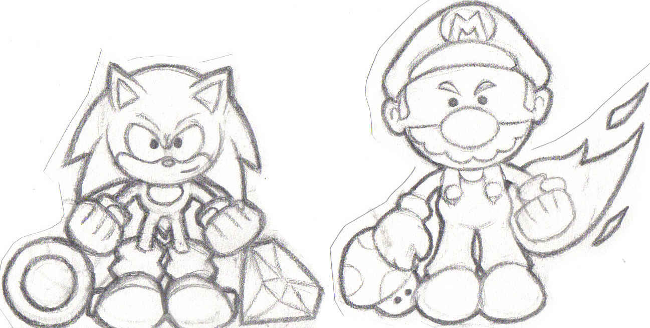 Mario and sonic chibi by lightningguy on