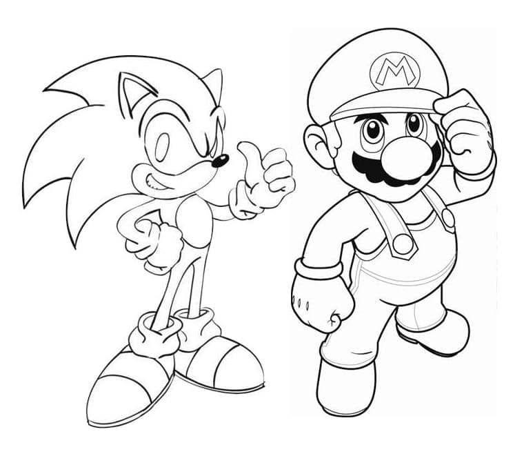 Sonic and mario coloring page