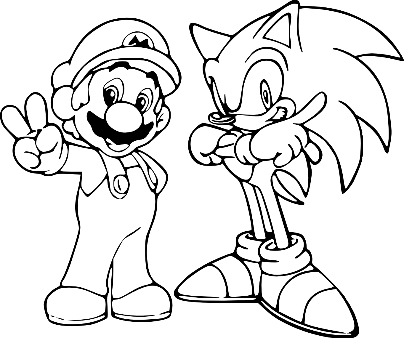 Of sonic and mario coloring page