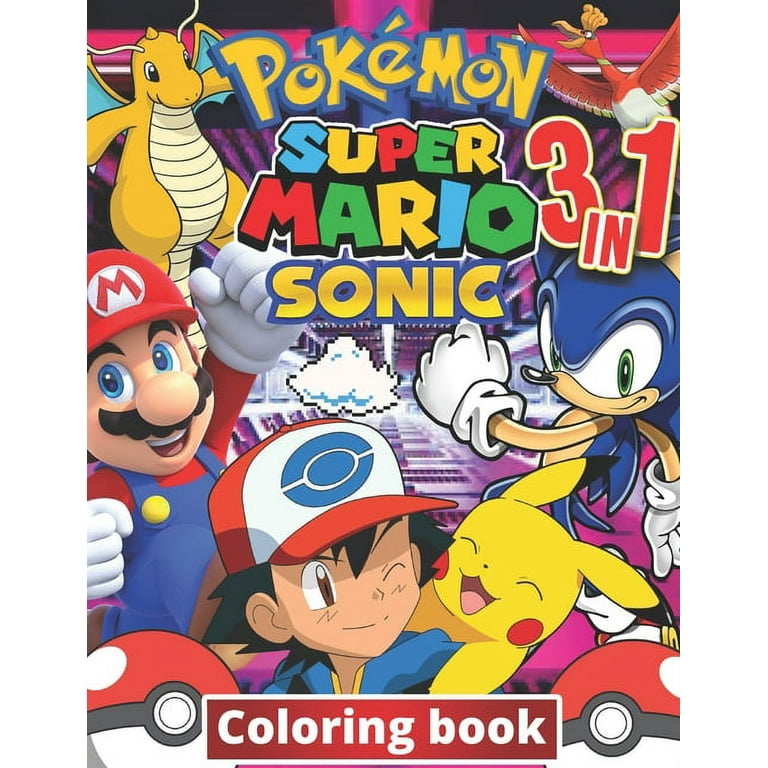 In coloring book pokemon sonic super mario illustrations wonderful jumbo coloring book pokemon sonic and super mario coloring book for kids ages