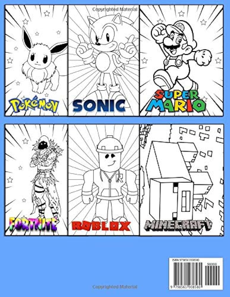 Favorite games coloring book pages pokemon sonic fortnite super mario roblox minecraft by