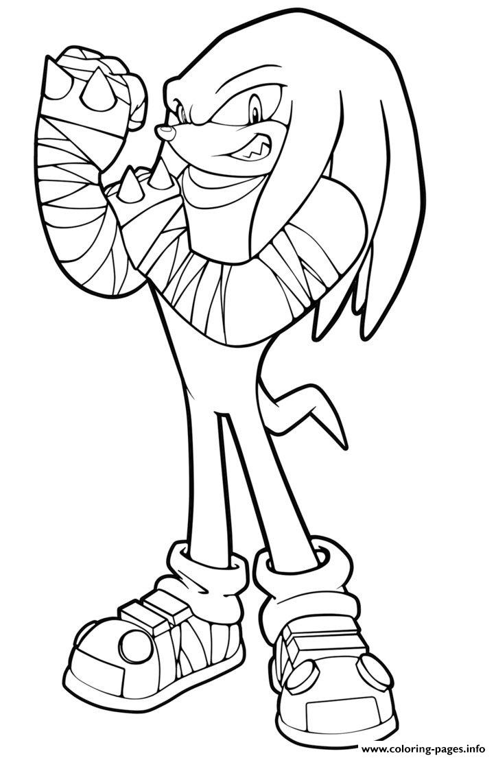 Knuckles the echidna sonic boom coloring page printable