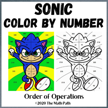 Sonic order of operations color by number by math path tpt