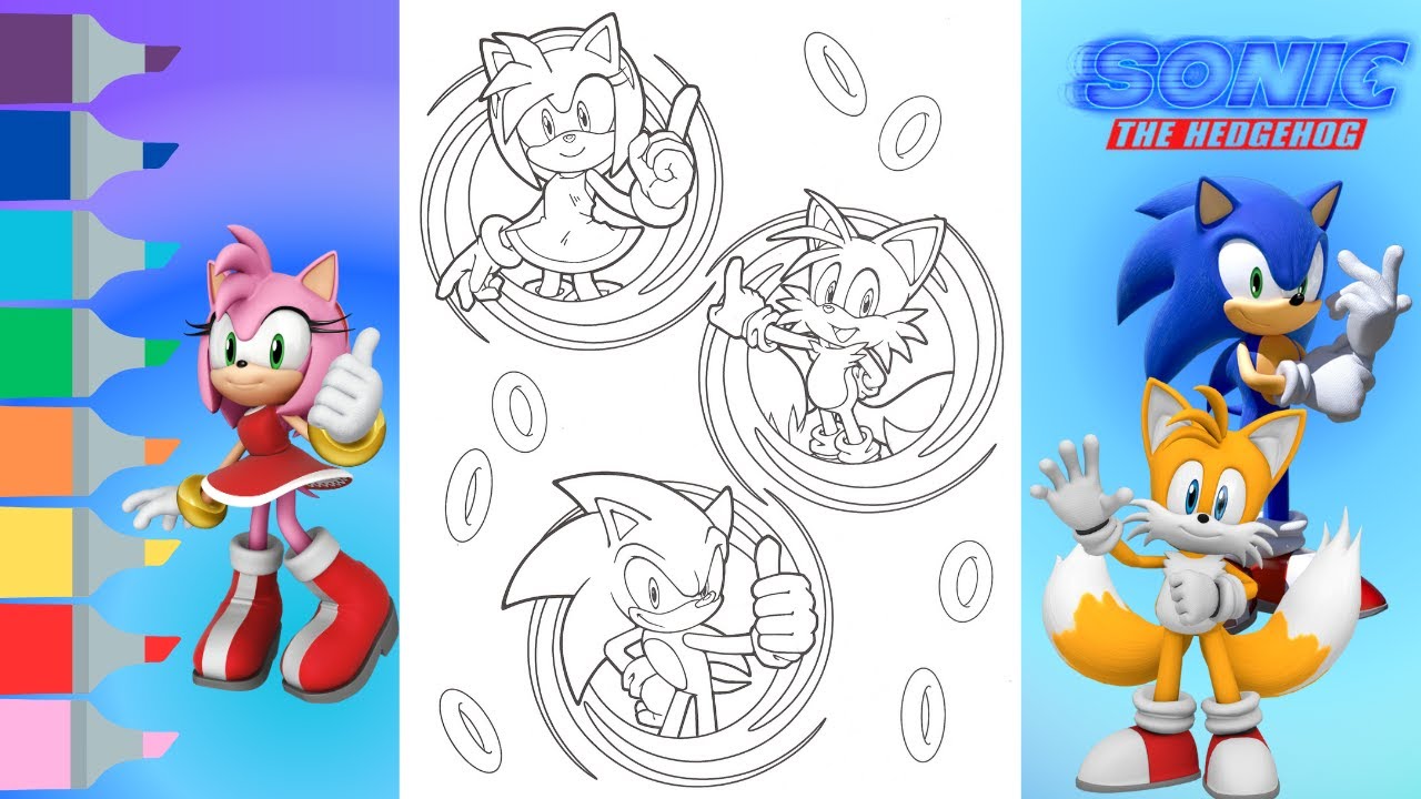 Sonic the hedgehog coloring book page sonic tails amy rose speed coloring