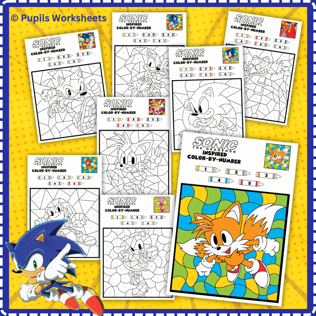 Sonic color by number for kids