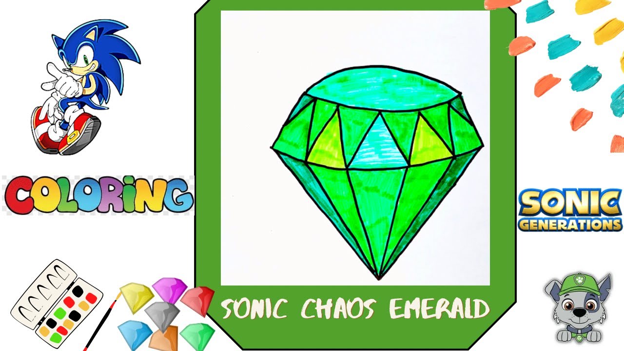 How to draw sonic chaos emerald sonic the hedgehog coloring