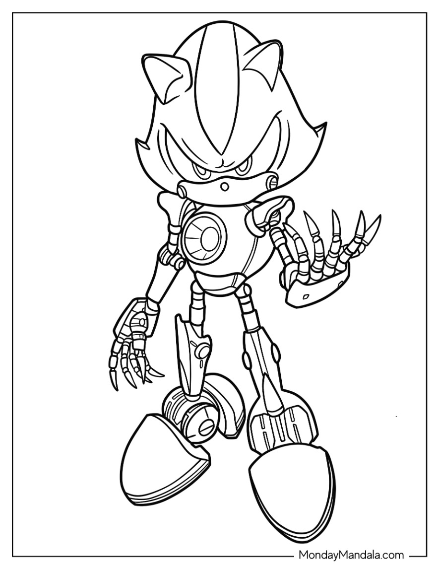 Metal sonic coloring pages free pdf printables