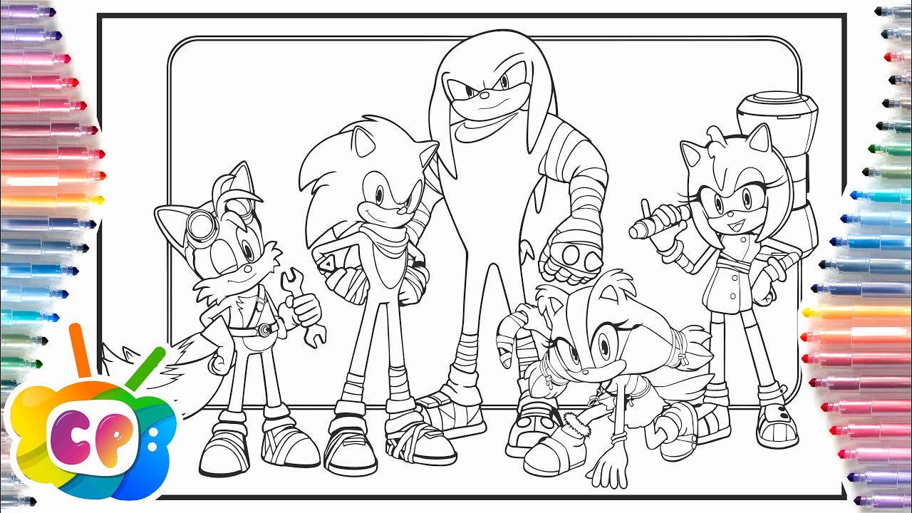 Sonic boom all characters coloring page sonic boomcartoon