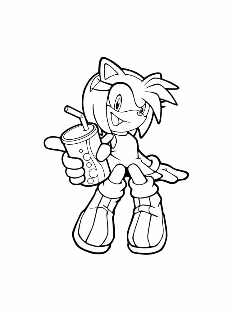 Sonic character with a fizzy drink coloring page
