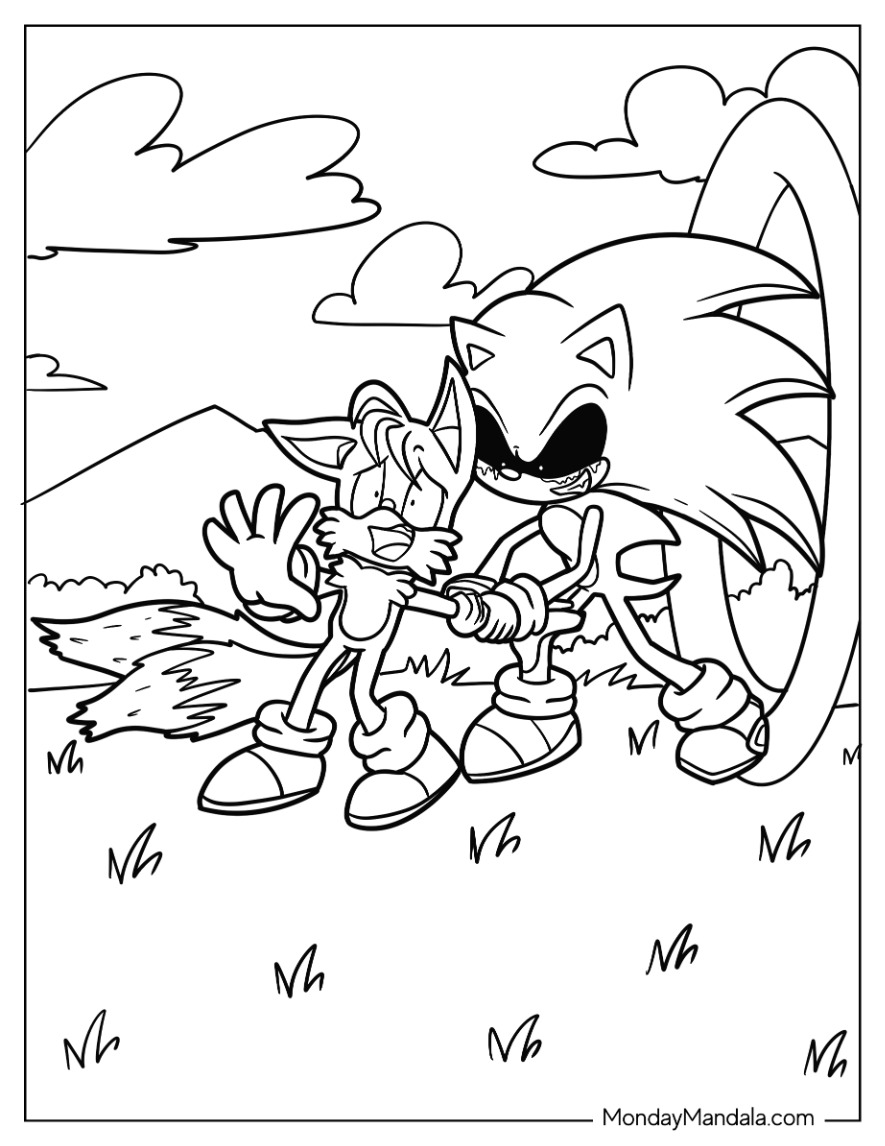 Sonic exe coloring pages free pdf printables