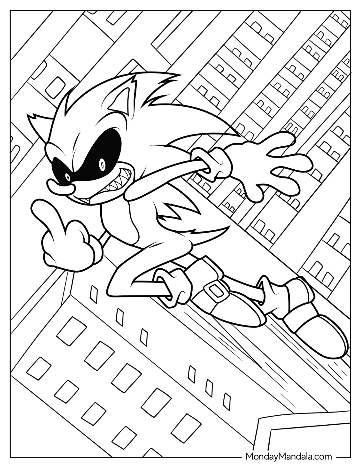 Sonic exe coloring pages free pdf printables