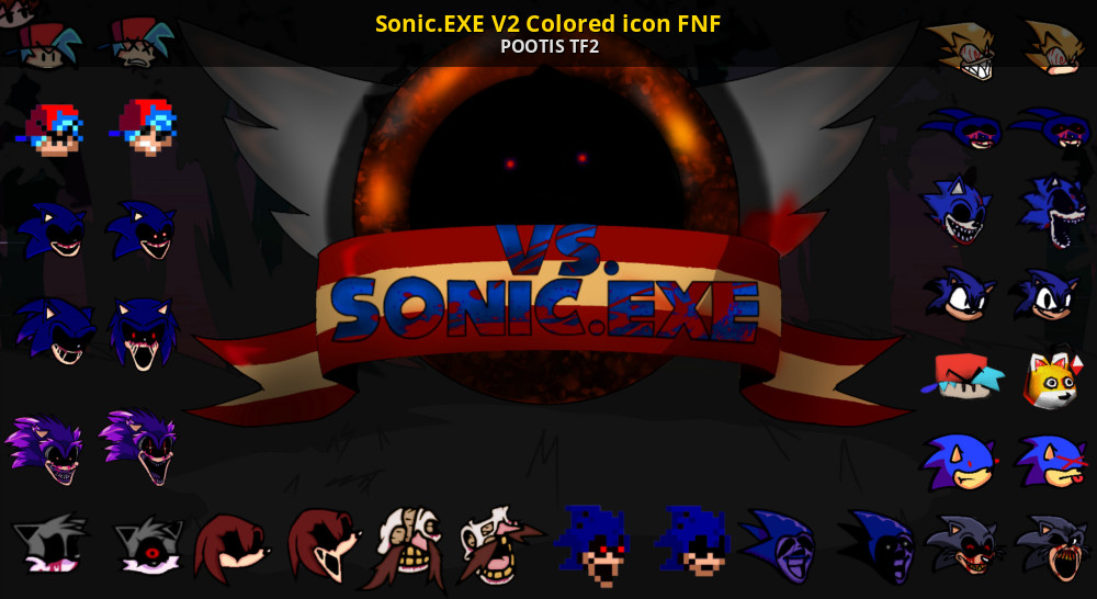 Sonicexe v colored icon fnf friday night funkin mods