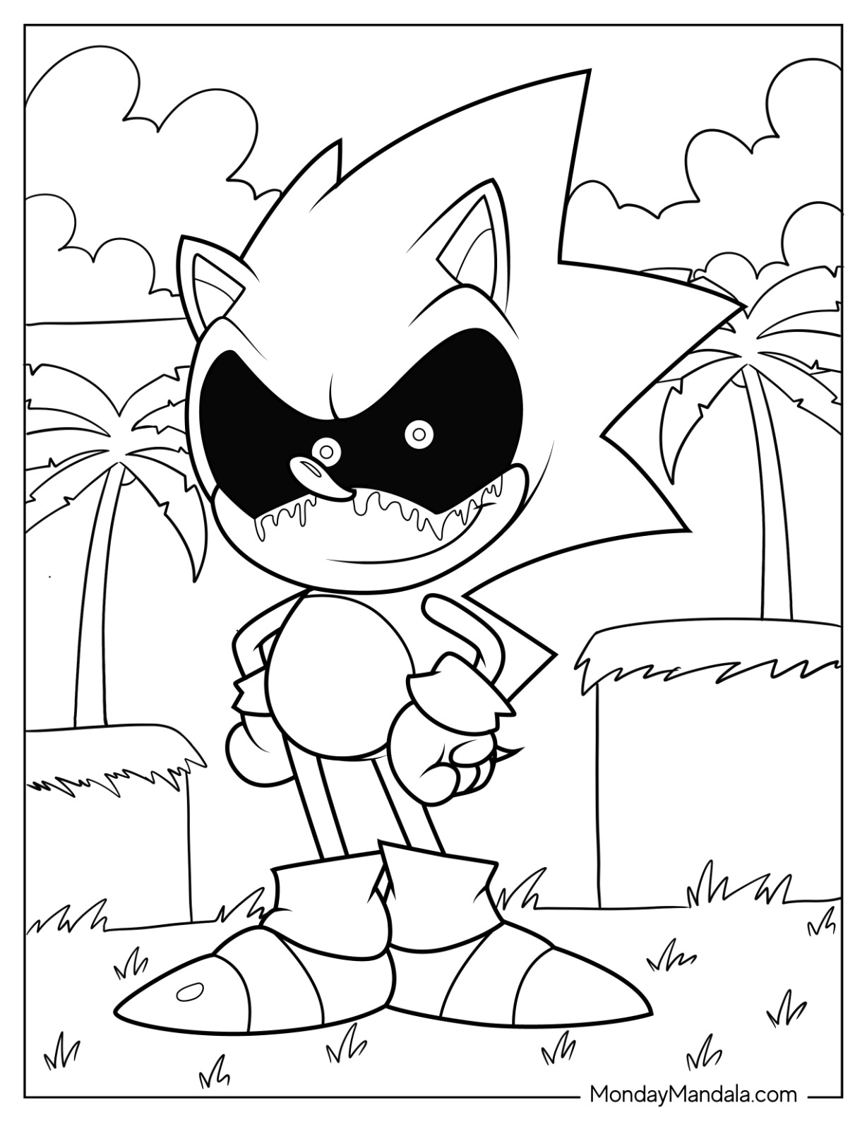 Sonic exe coloring pages free pdf printables