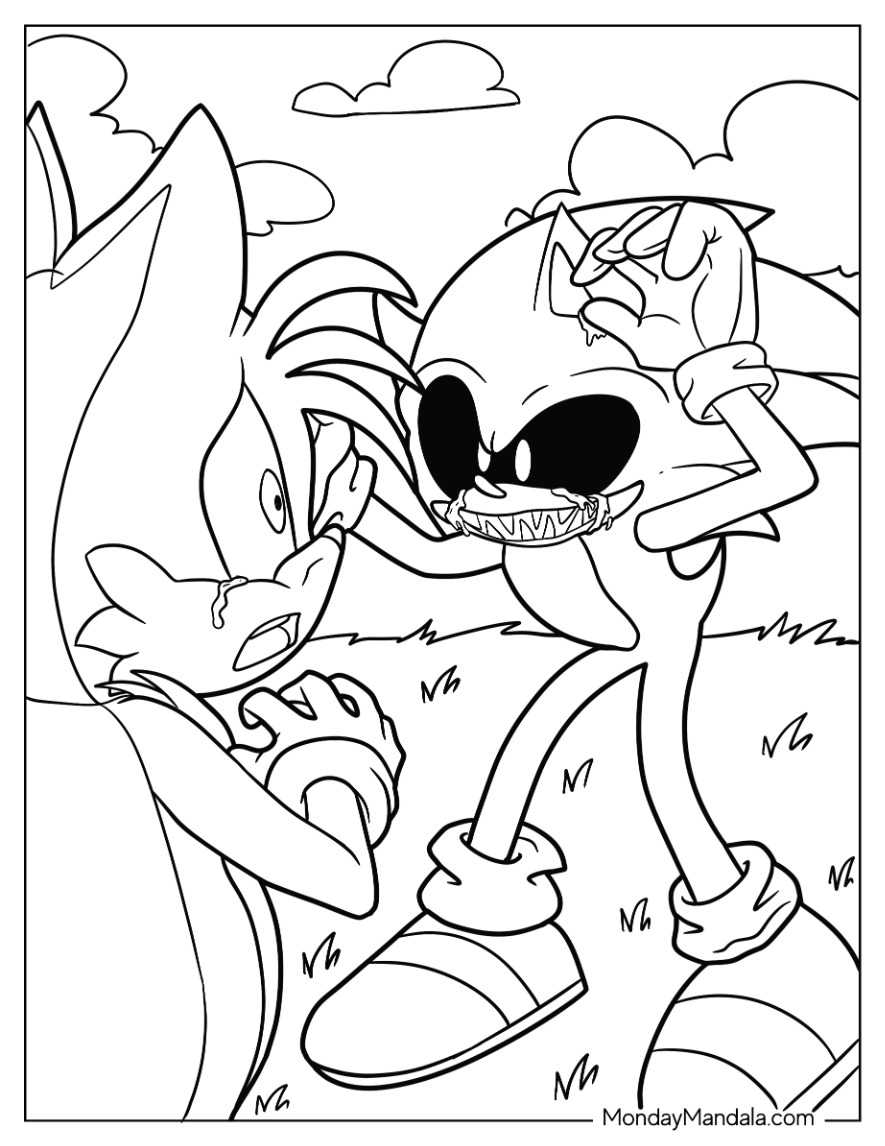 Sonic exe coloring pages free pdf printables